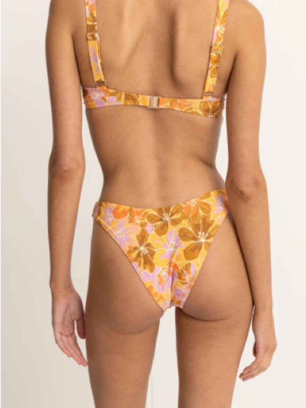 NWT Rhythm. Floral Retro Orange Bikini Bottom, Large